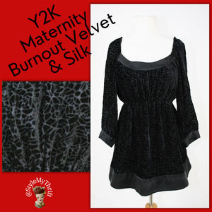 Y2K Maternity Top BurnOut Velvet Silk VictorianGoth Ephemera ShabbyChic Romantic
